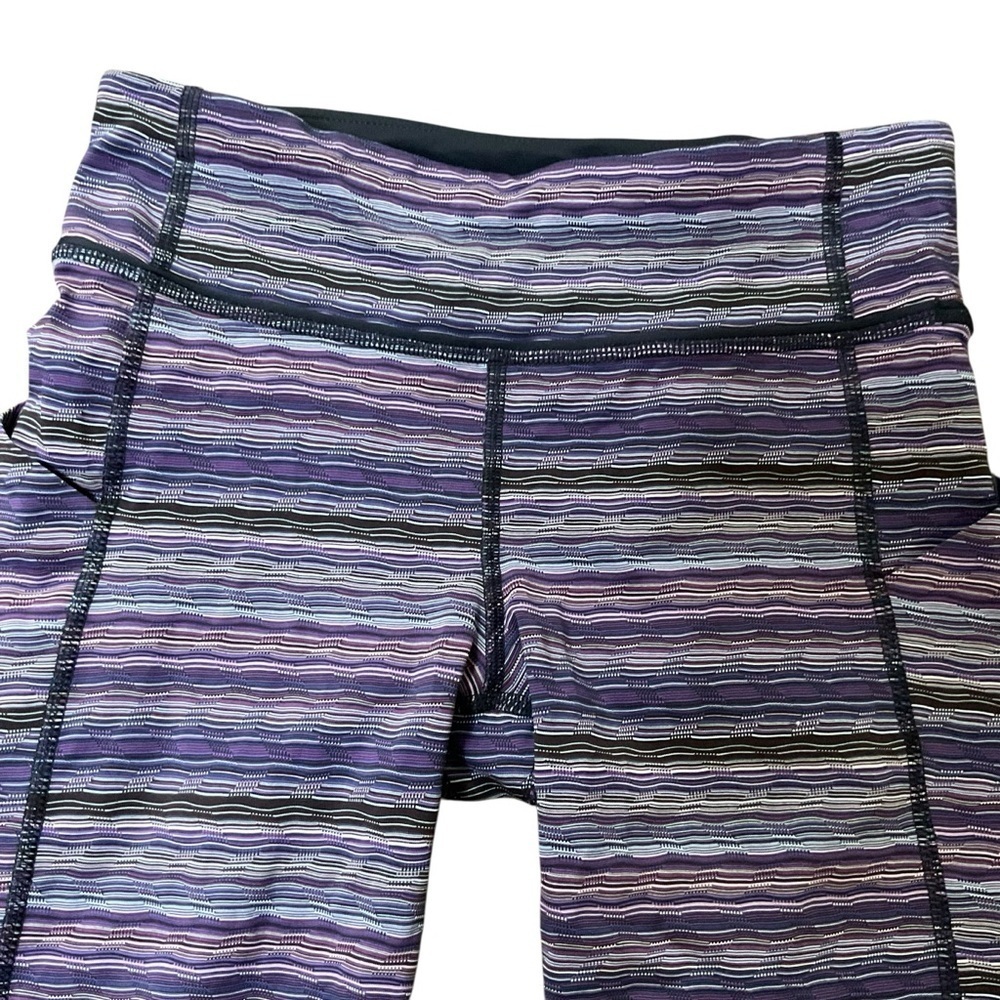 Lululemon Athletica Purple Cropped Leggings with Textured Stripes